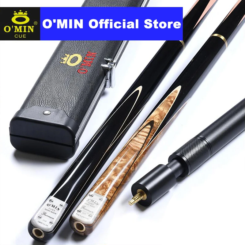 

2019 O'MIN Gunman One Piece 3/4 Jointed Maple Snooker Cue Kit with Case with Telescopic Extension 10mm Tip Billar Cue for Gifts