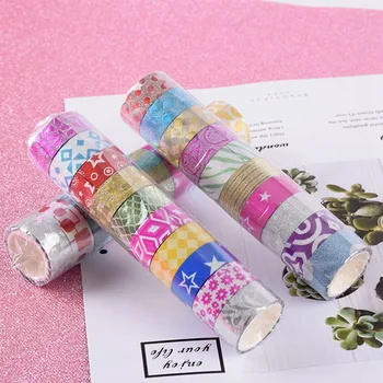 

60 Pcs Glitter Washi Tape Stationery Scrapbooking Decorative Adhesive Tapes DIY Color Masking Tape School Supplies Papeleria