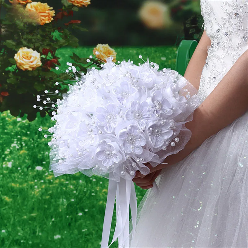 Wedding Bouquet Bridal Wedding Supplies Bridesmaid Holding Flower Silk Rose White Bouquet For Bride Marriage wedding bouquets artificial rose flowers wedding flower decoration