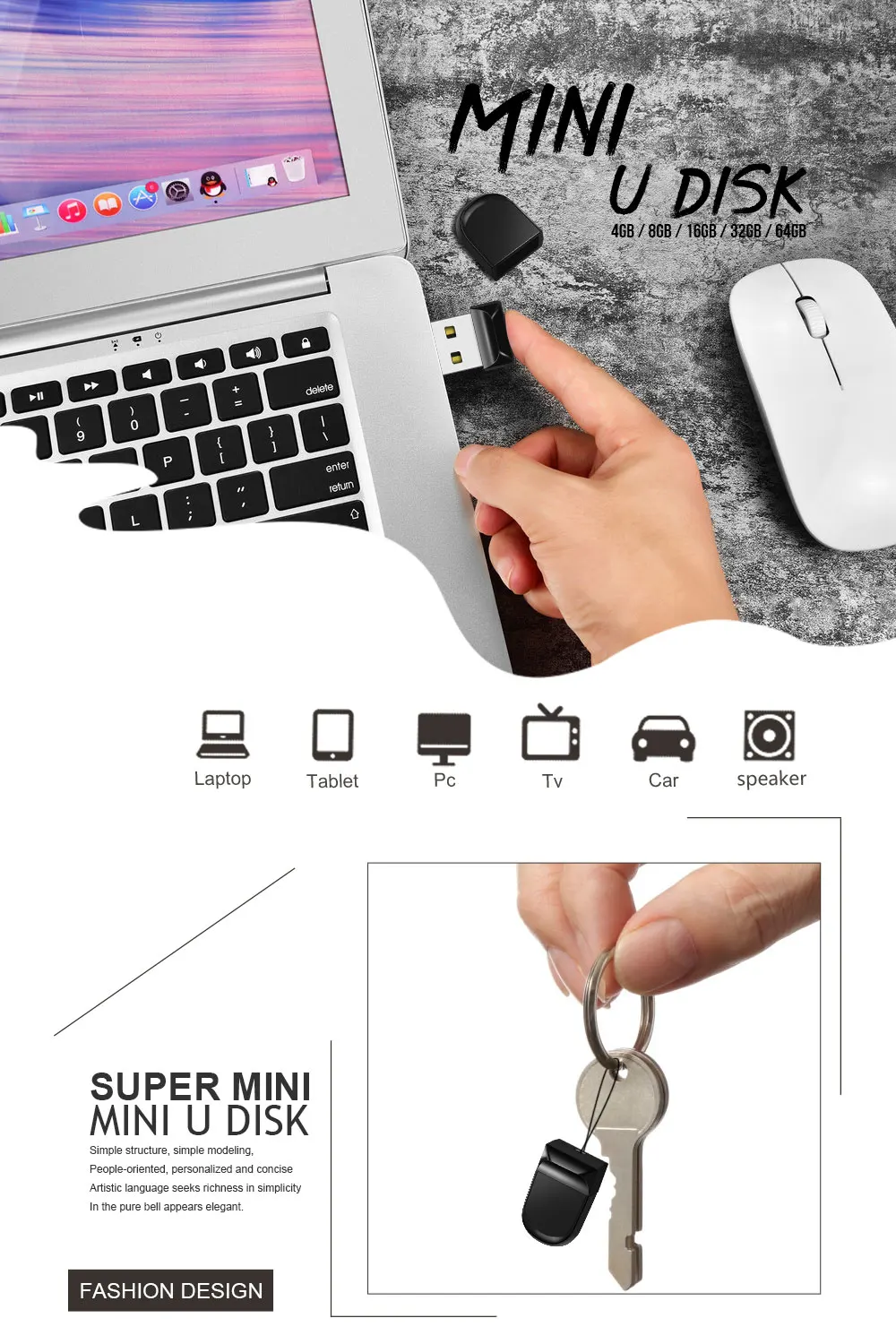 super small pendrive 128gb 64gb USB flash 32gb 16gb mini metal pen drive key ring U disk_voghion.com