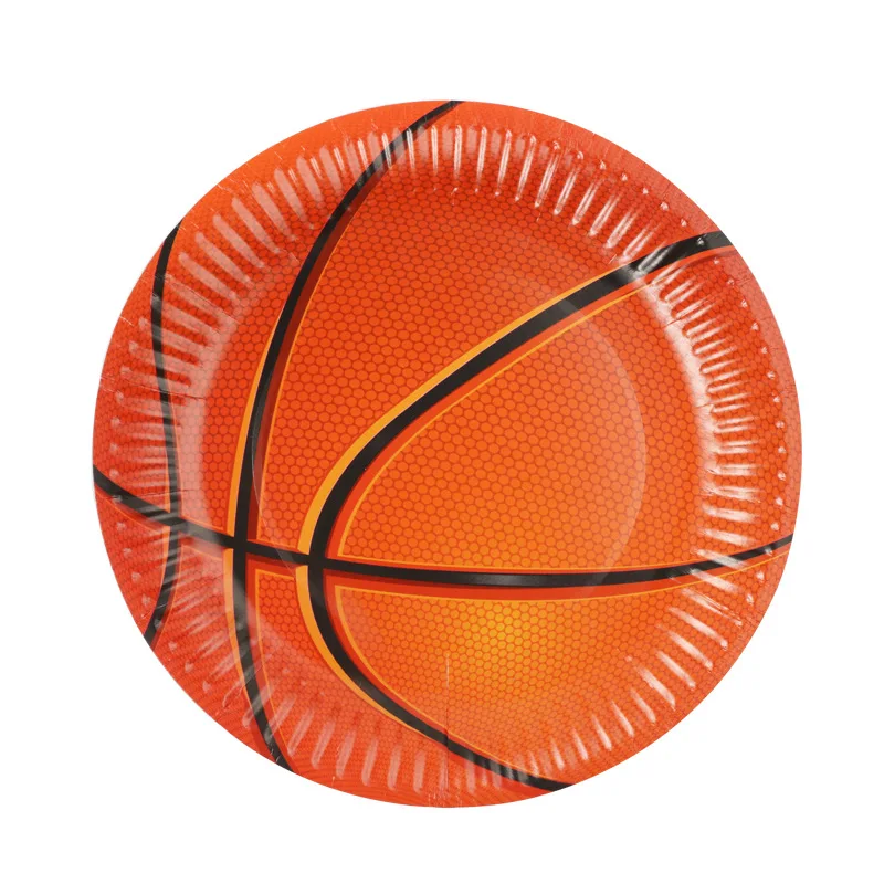 10pcs Basketball Disposable Tableware Paper Plate Basketball Dishes for