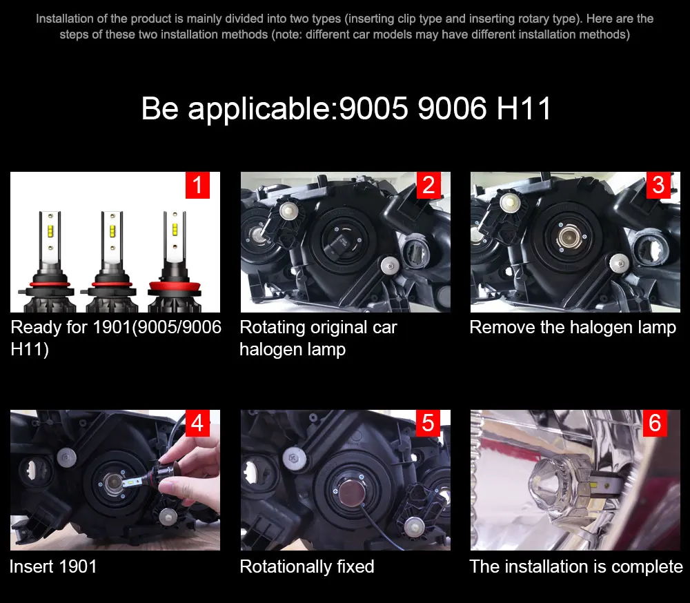 LSlight H1 светодиодный H7 огни H8 H9 H11 H4 светодиодный 9005 HB3 9006 HB4 12V 6000K фаре Авто para лампы стайлинга автомобилей фары лампы 6000K