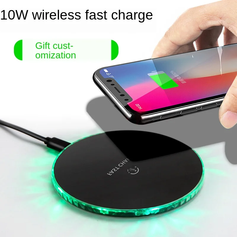  Wireless Fast Charger for iphone Apple Huawei Ultra-Thin Shining Circle Customizable 10W QI Wireles