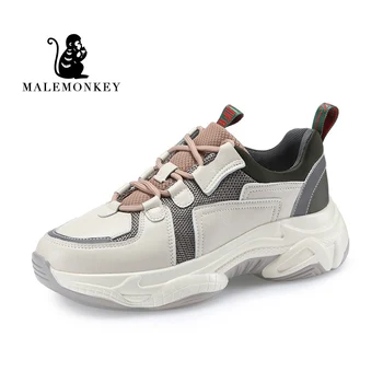 

Women Casual Shoes 2020 New Women Sneakers Fashion Breathable Platform Beige Soft Footwears Female Flat Daddy Shoes