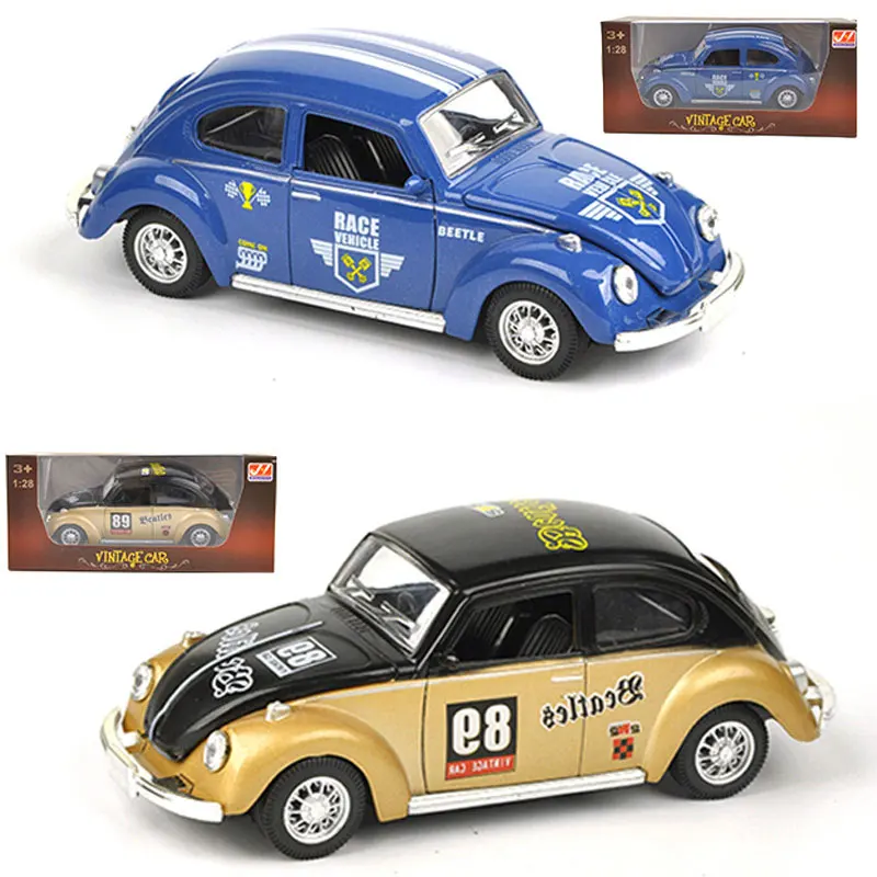 1:28 large alloy beetle car toy personality graffiti retro pattern car collection model home artjewelry pull back car for child