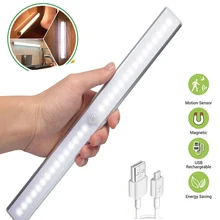 

Smart Human Body Infrared Led Induction Cabinet Light Usb Charging Wardrobe Light Staircase Bedroom Night Lighting Closet Lamp
