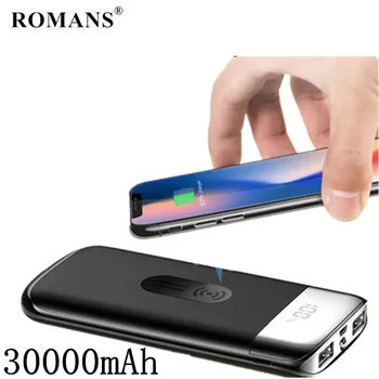 

Quick charge QI Wireless Charger Power Bank 30000mAh For iPhone Samsung mi double USB Wireless External Battery device poverbank