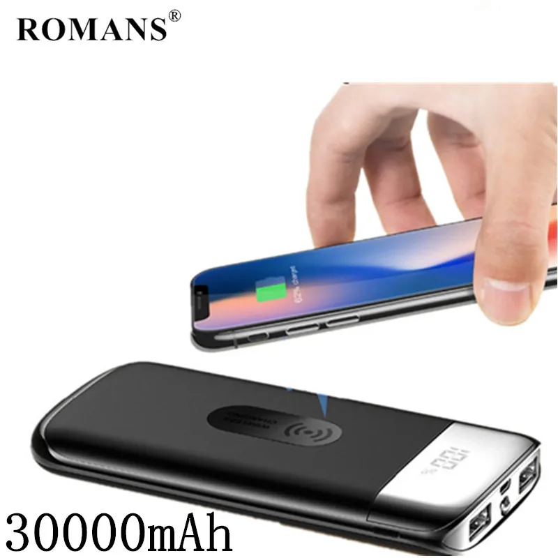 Быстрая Зарядка QI Беспроводное зарядное устройство 30000 мАч для iPhone Samsung mi двойной USB беспроводной внешний аккумулятор устройство повербанк Быстрая Зарядка QI Беспроводное зарядное устройство 30000 мАч для iPhone Samsung mi двойной USB беспроводной внешний аккумулятор устройство повербанк