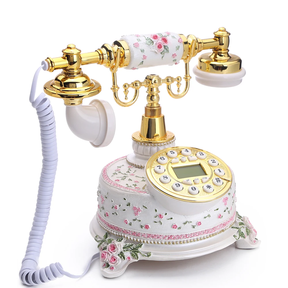 Белый проводной телефон античный цветочный домашний в Европейском стиле