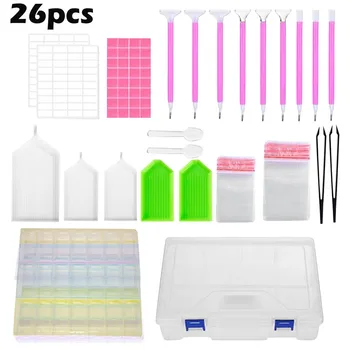 

Diy Diamond Painting 26pcs 5d Diy Tool Tool Box Crafts Set Tweezers Pen Set Accessories Embroidery Painting Accessories Kit