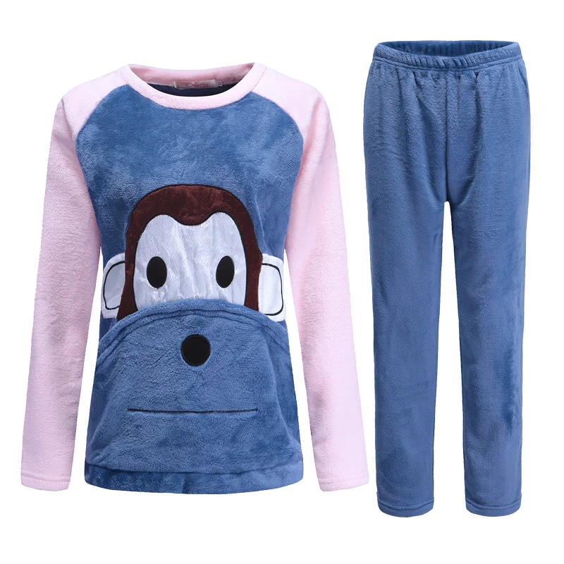 

Милый мультяшный Пижамный костюм H5990, женская утепленная фланелевая теплая одежда для сна, Осень-зима, коралловый бархатный длинный фланелевый костюм