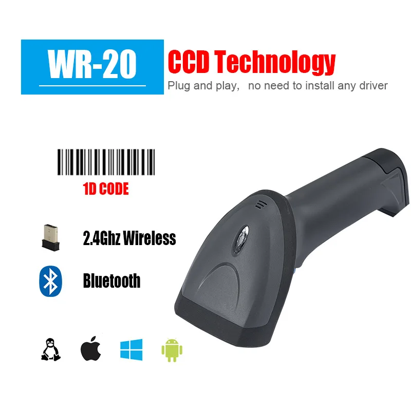 Handheld Wired USB Wireless Bluetooth Barcode Scanner 1D 2D QR PDF417 Bar Code Reader for IOS Android Ipad Computer POS Terminal cam scanner Scanners