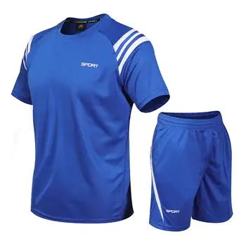

2020 Men Casual Set Fashion 2 PCS Sweat Suit Short Sleeve T-shirt Shorts Sets Male Sportswear Tracksuit Summer Black Sportsuit