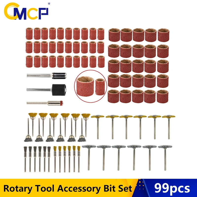 

CMCP Rotary Tool Accessory Bit Set 99pcs Sanding Drum Kit Wire Polish Brush For Dremel Drill Abrasive Tools Set