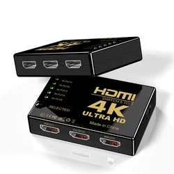 Commutateur HDMI 5x1, commutateur automatique 5 en 1 4K x 2K 3D, HUB de câble convertisseur avec télécommande à infrarouge 