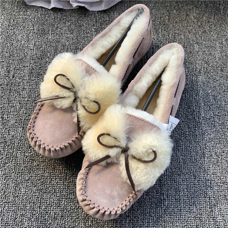 Online Maggie Walker Frauen Winter Schafe pelz Slip on Schuhe Warme Schafe haar Wohnungen Größe 36 ~ 41