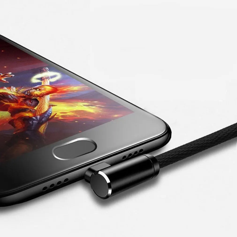 L type кабель для передачи данных 90 градусов нейлоновый USB кабель Универсальный Для Android мобильного телефона Быстрый зарядный кабель высокоскоростной передачи данных