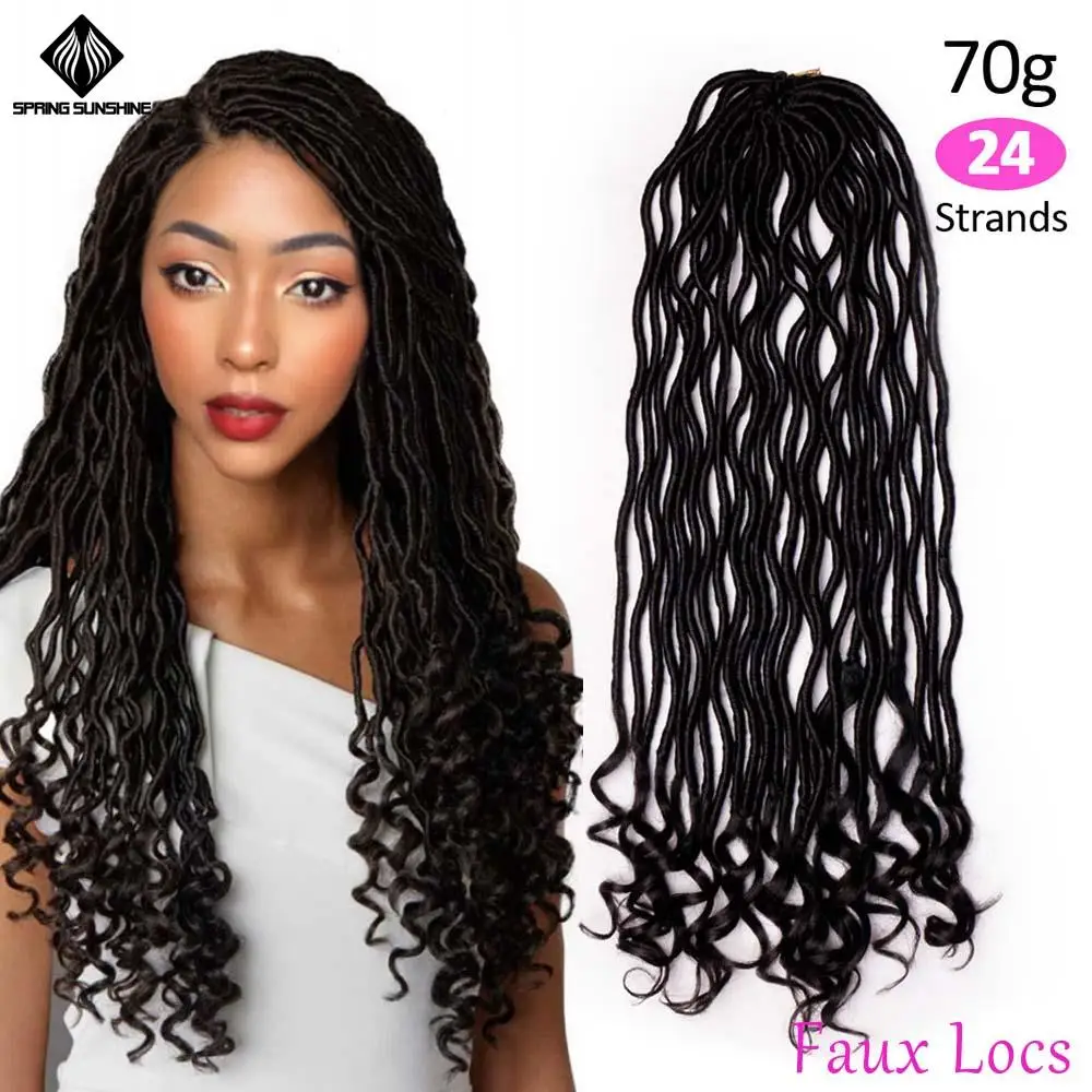 Faux Locs 1B Весна солнце 20 дюймов грязная богиня искусственная локоть коса богемные локоны мягкие пугающие замки синтетические косички для наращивания волос - Цвет: Faux Locs 1B