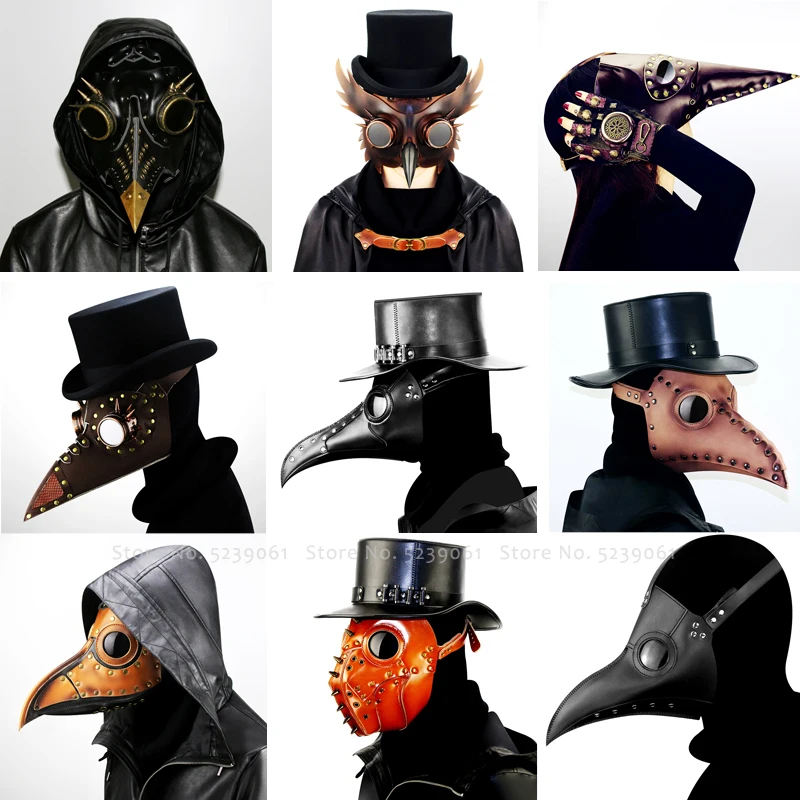 

Gothic Steampunk Plague Doctor Schnabel Caps Halloween Crow Clown Devil Masks Party Headgear Anime Cosplay Horror Scary Costumes