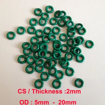 

100 PCS FKM Rubber O Ring CS2mm x OD 5/6/7/8/9/10/11/12/13/14/15/16/17/18/19/20 Fluorine Rubber Gasket Seal ORing O-Ring