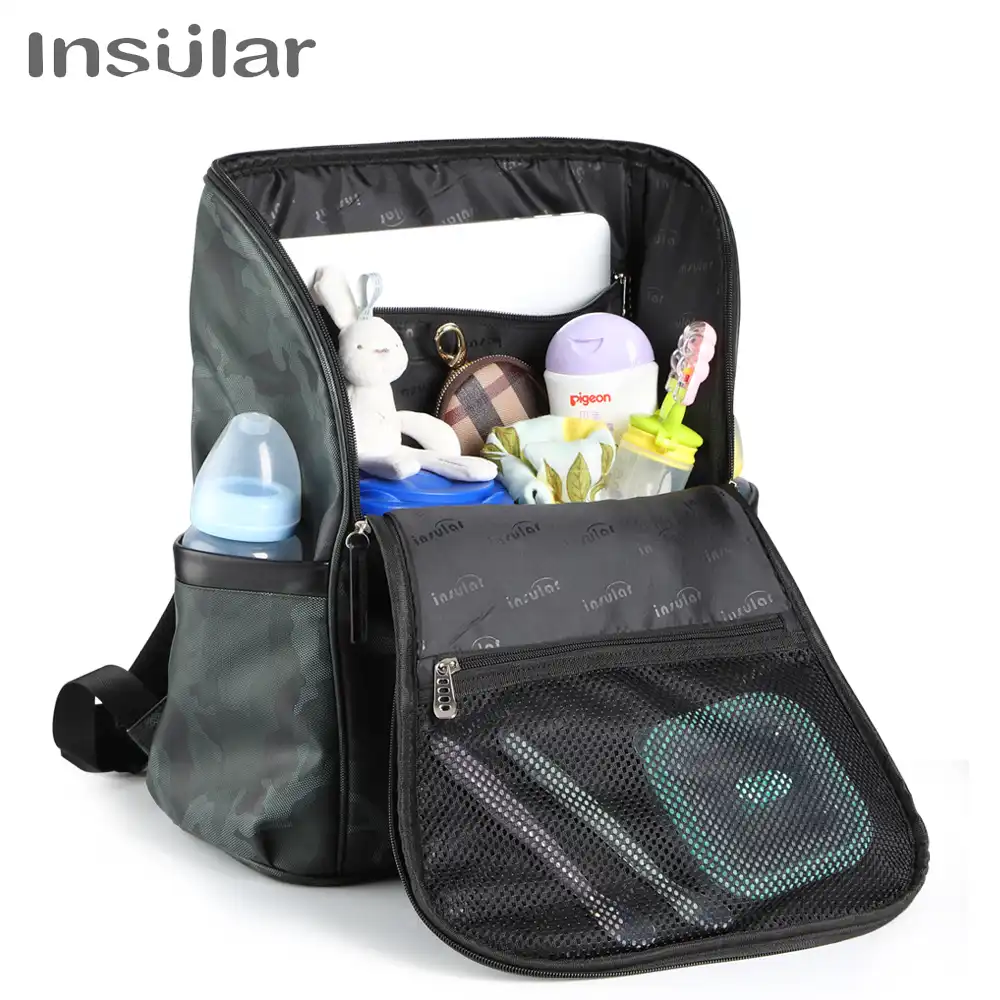 Insular Nappy Backpack Bag Mummy Large Capacity Bag Mom Baby Multi-function Waterproof Outdoor Travel Diaper Bags For Baby Care