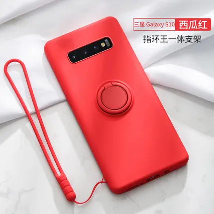 Red Магнитный автомобильный держатель для samsung Galaxy S10 S10+ ремешок кольцо чехол для телефона чехол для samsung S10E5G тонкий карамельный защитный чехол - Цвет: Red