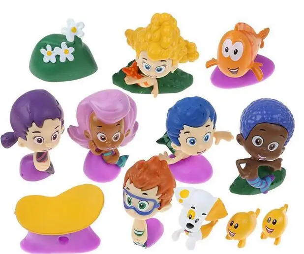 12 Pcs/set Bubble Guppies Model Cute Bubble Puppy Goby Deema Gil Oona