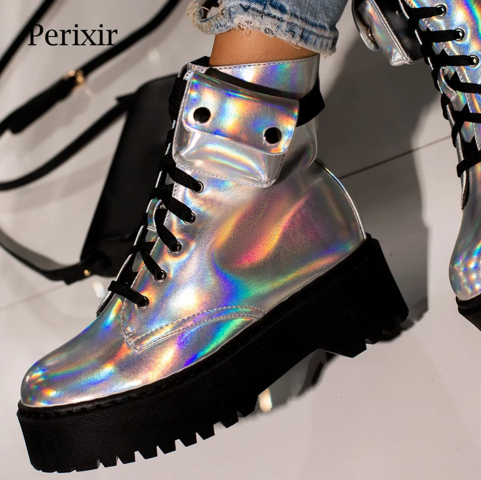 silver biker boots