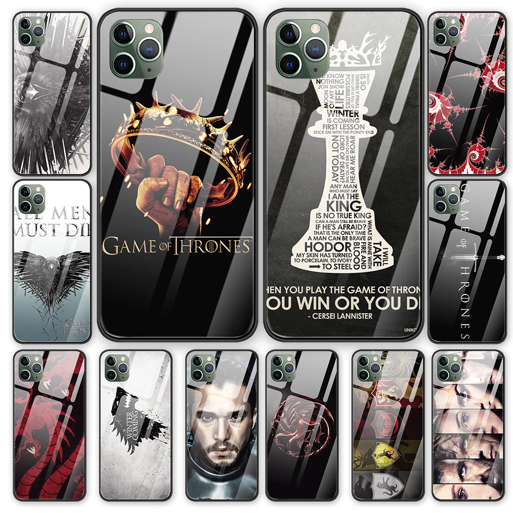 Роскошный чехол из закаленного стекла Jon Snow Daenerys Game Thrones для iPhone 5 5S 6 6s 7 8 Plus X XS XR 11 Pro