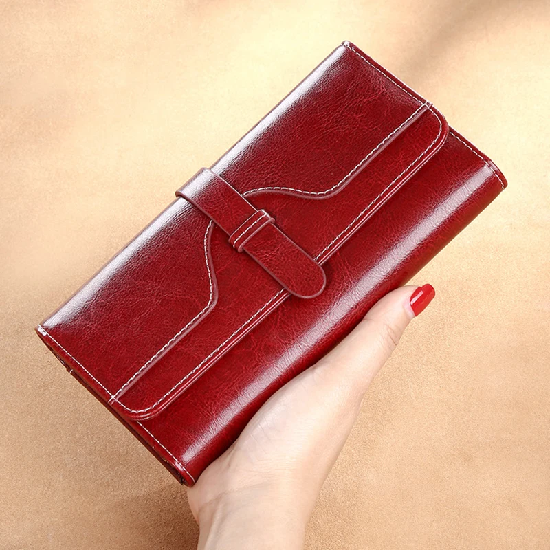 Fashion Luxury Female Genuine Leather Wallet Women Long Anti Theft RFID Wallets Credit Card Holder Purse Woman Clutch Bag