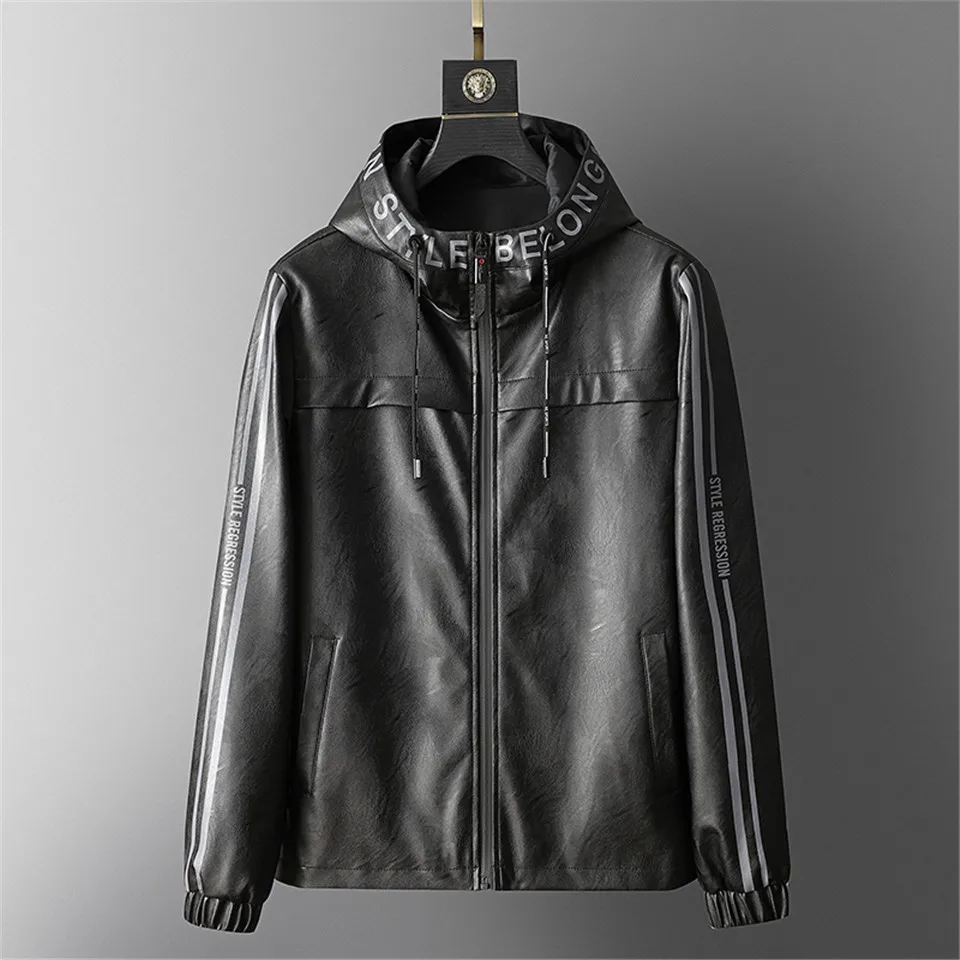Riinr Новая высококачественная осенне-зимняя мужская куртка из искусственной кожи с воротником-стойкой, мотоциклетная повседневная мужская куртка, пальто
