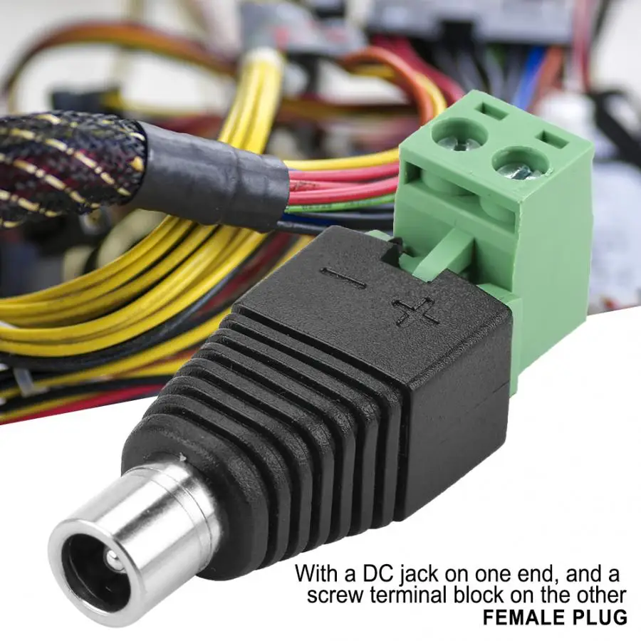 

10Pcs Female DC Power Plug Connector Screw Fastening Type CCTV Camera Power Supply Converter Adapter