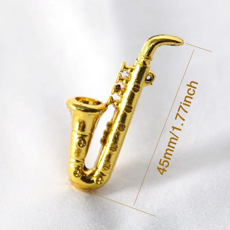 1Set/5Pcs Dollhouse Accessories Miniature  Musical Instrument Drum Saxophone Trumpet Furniture For Barbie House 1/12 Doll House 2