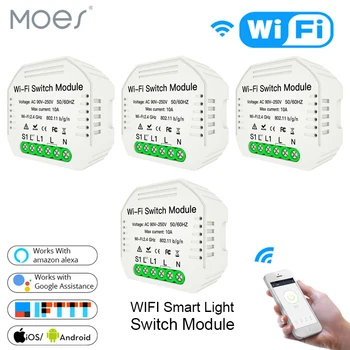 

DIY Wifi Smart Light Switch Breaker Module Smart Life Tuya APP Remote Voice Control,Works with Alexa Echo Google Home 1 2 Way