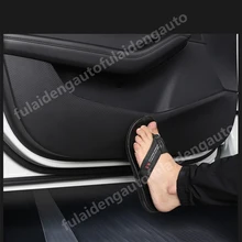4 шт углеродное волокно кожа двери анти Kick Pad защитная накладка для Mazda 3 Axela- автомобильные аксессуары