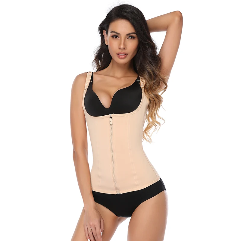 Women Waist Trainer Vest Tummy Belly Girdle Body Shaper Waist Cincher Corset Adjustable Strap Zipper Hook Plus Size Shaperwear assets by spanx