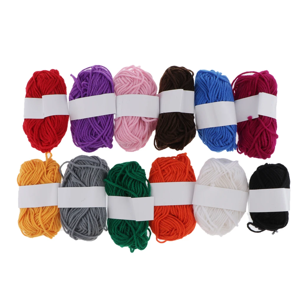 12Pcs Cotton Yarn For DIY Knitting Crochet Weaving Kids Art Crafts Project