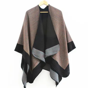 

Women Solid Cardigan Poncho Cape Women Elegant Cardigan Shawl Wrap Sweater Fall Winter Pashmina Scarves Ruana Female