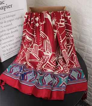 

2020 accesorios mujer boho festival hijab scarf women shawl autumn South Korea bohemian long red printed scarf shawl