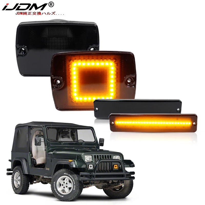 iJDMSideMarkerturnsignalLightFrontBumperDRLLightForJeep