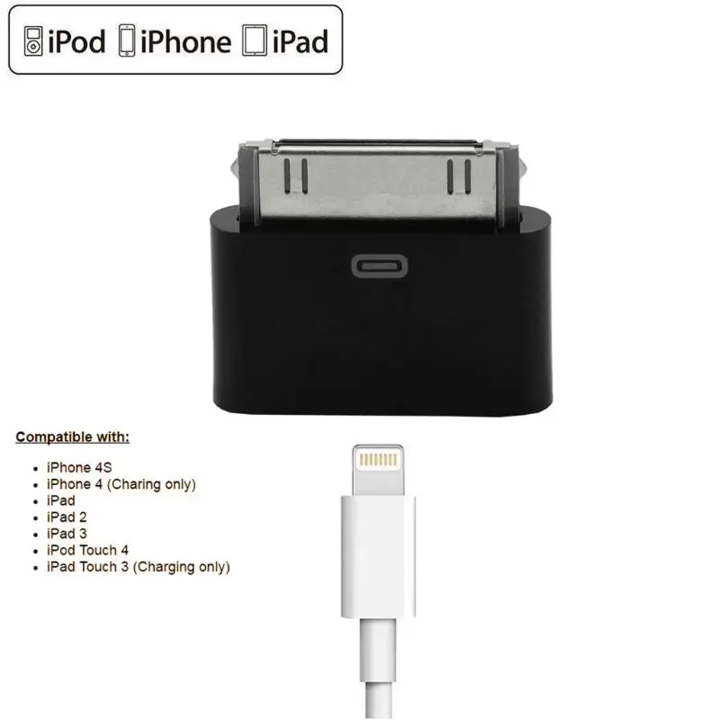 8pin Женский к 30pin Мужской адаптер конвертер для iPhone4 4S iPad 2 3 iPod Touch 4