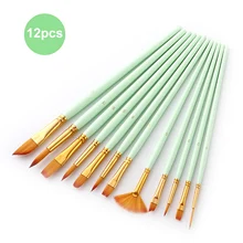 Набор кистей для рисования, 12 шт., набор кистей с нейлоновыми волосами для художника, акриловая гуашь, масляная краска