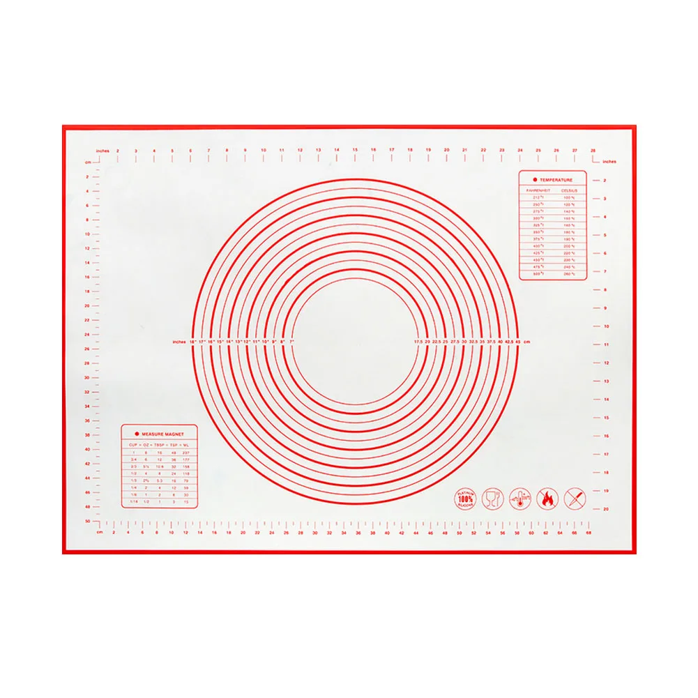 Антипригарный силиконовый коврик для раскатки теста коврик для выпечки помадка, кондитерские изделия глиняная подкладка лист 40 х 50 см MU - Цвет: Red