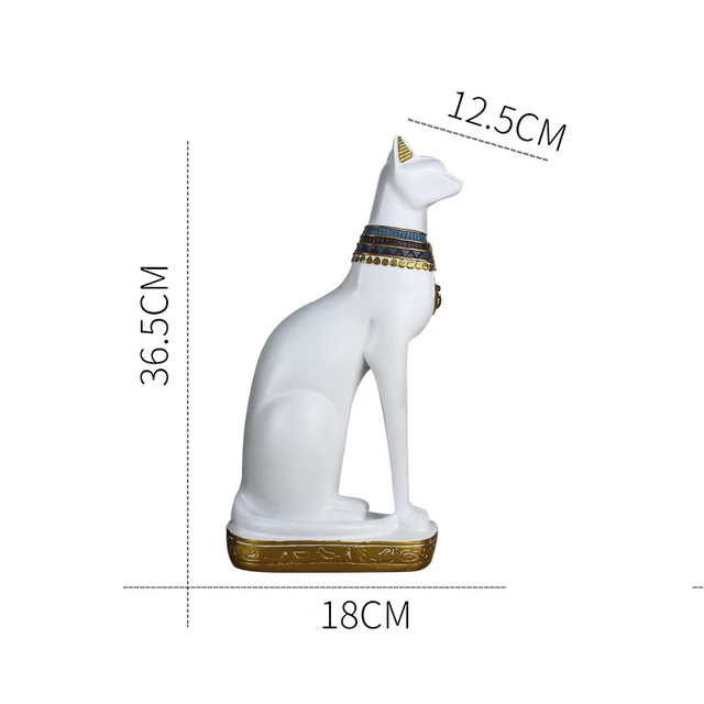 Egyptian Cat resin craft vintage home decor Modern Vintage Baster goddess god pharaoh figurine statue for table ornaments Gift White