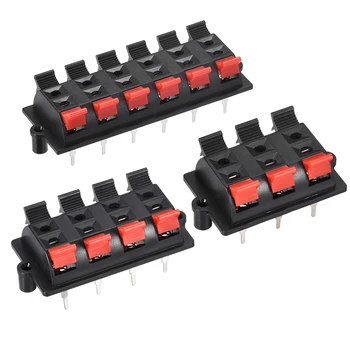 

uxcell 6 Way Spring Speaker Terminal Clip Push Release Connector Strip Push Type Speaker Terminal Board Red Black
