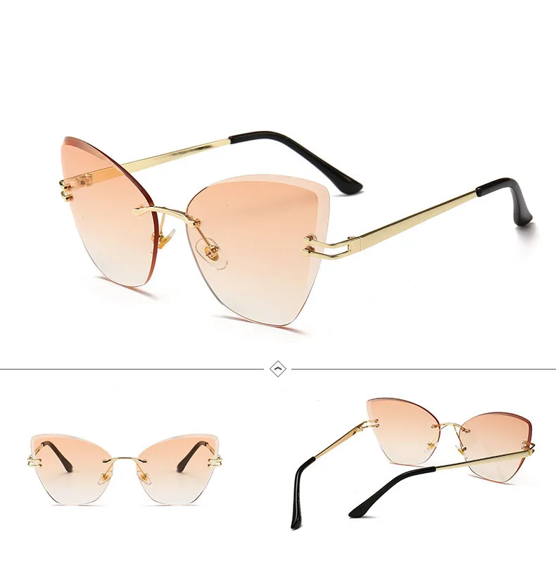 Экспорт стиль Мода кошачий глаз солнцезащитные очки бескаркасные компьютерная отделка солнцезащитные очки 8018