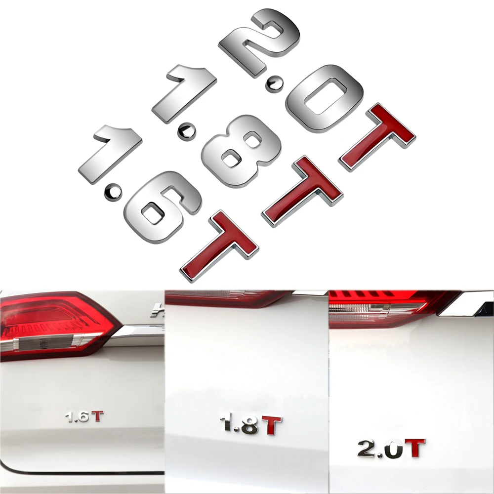 

1.6T 1.8T 2.0T Car Displacement Sticker Car Rear Trunk Sticker for VW Volkswagen Passat Golf Jetta Tiguan Touareg CC Scirocco