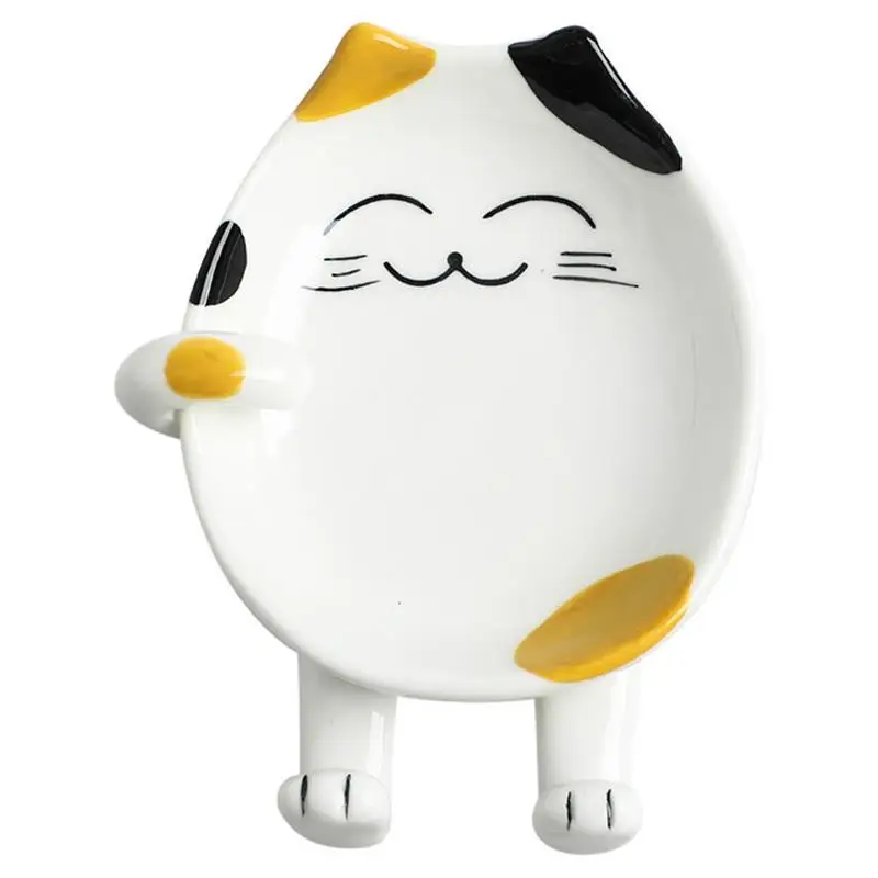 

Cartoon Spoon Rest Cat Design Ceramic Spoon Holder Utensil Spatula Holder Heat Resistant Kitchen Storage Shelves Cooking Tools
