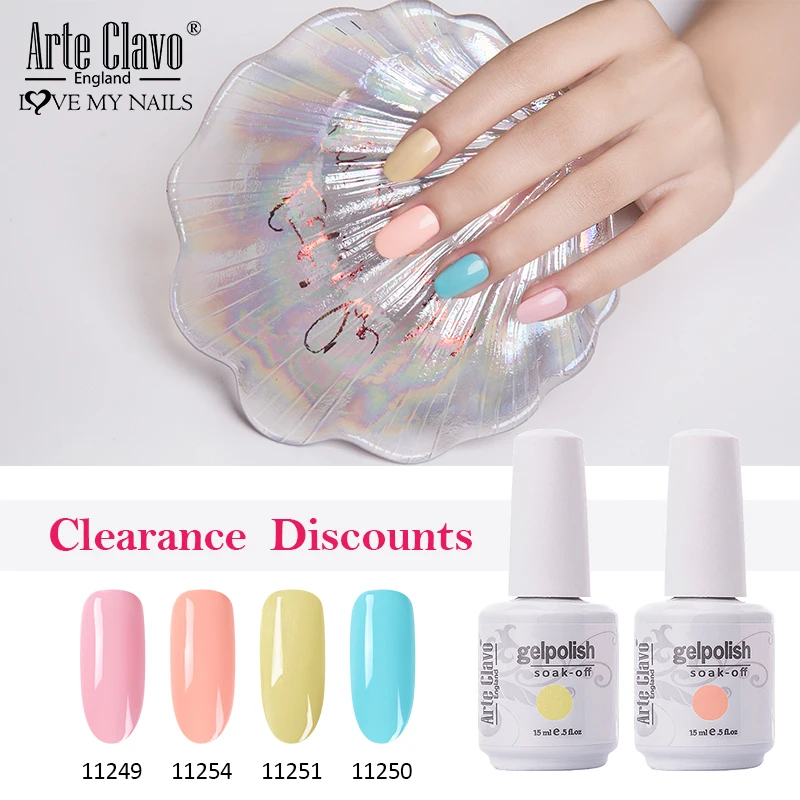 Clearance Sale Arte Clavo UV Gel Nail Polish Semi Permanent Primer Top Coat Gel Varnish Nail Art Manicure Gel Polish Nail Art