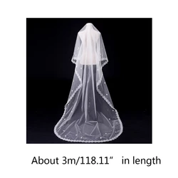Bridal Veil Lace Trim Hair Accessories for Wedding Single Layer Sheer Tulle 118